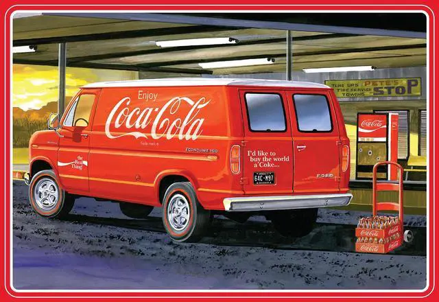 Alt view image 2 of 7 - Skill 3 Model Kit 1977 Ford Delivery Van with 2 Bottles Crates and Vending Machine "Coca-Cola" 1/25 Scale Model by AMT