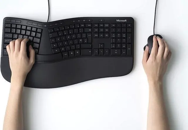 Alt view image 20 of 20 - Microsoft Ergonomic Desktop - Black - Wired, Comfortable, Ergonomic Keyboard and Mouse Combo, with Cushioned Wrist and Palm Support. Split Keyboard. Dedicated Office Key.
