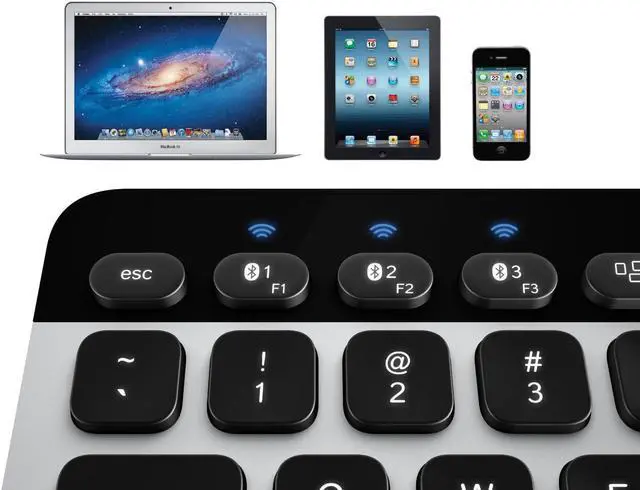 Alt view image 5 of 6 - Logitech 920-004161 Bluetooth Easy-Switch Keyboard for Mac - Silver, Black