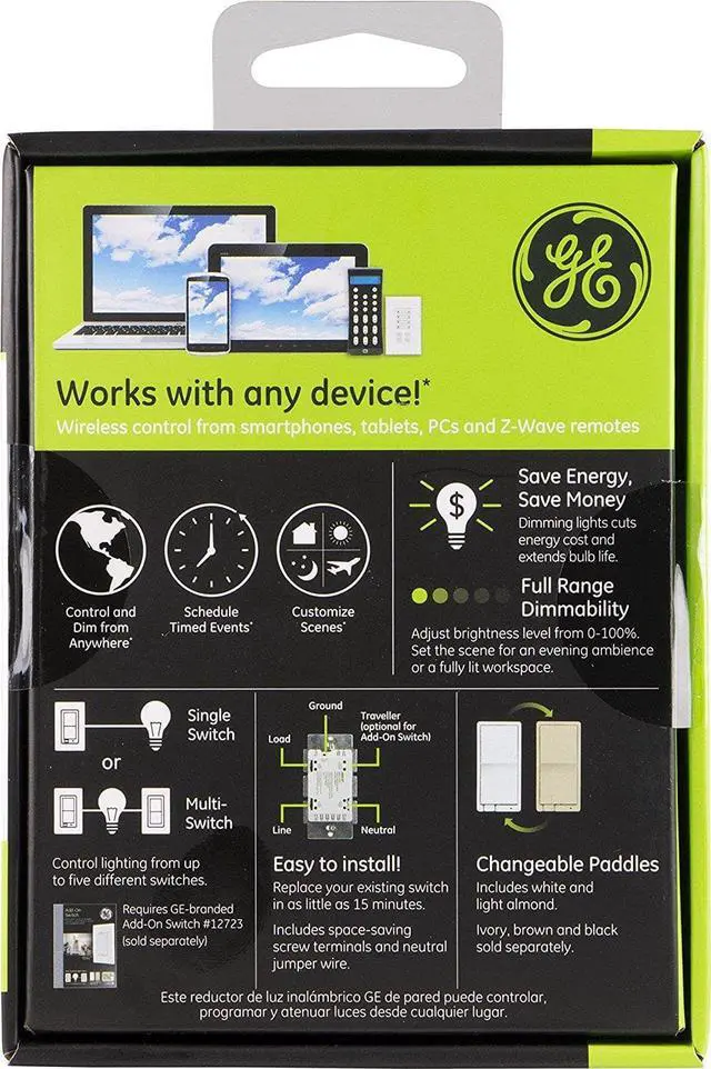 Alt view image 6 of 7 - GE Z-Wave In-Wall Smart Dimmer (12724)