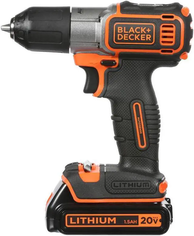 Alt view image 4 of 17 - Black & Decker BDCDE120C 20V MAX Lithium-Ion 3/8 in. Cordless Drill Driver Kit with Autosense Technology (2 Ah)