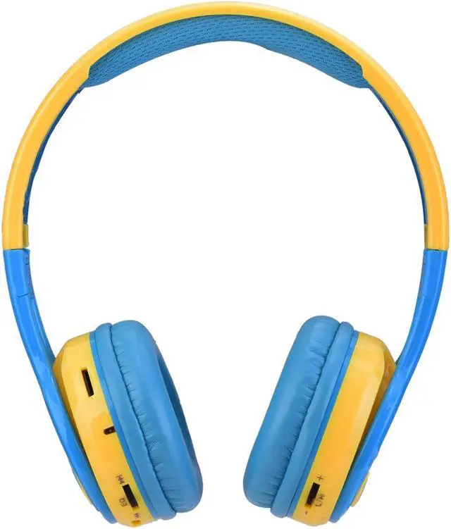 Alt view image 9 of 17 - Contixo KB-2600 Kid Safe 85dB Over The Ear Foldable Wireless Bluetooth Headphone with Volume Limiter, Built-in Micro Phone, Micro SD Card Music Player, FM Stereo Radio, Blue+Yellow