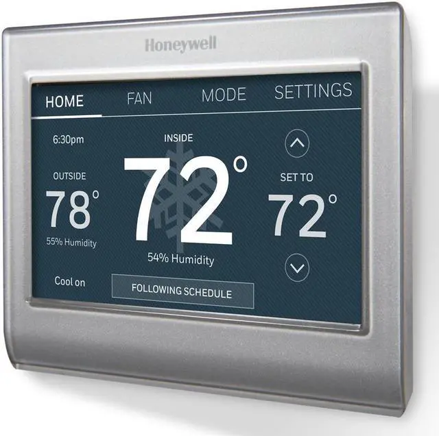 Alt view image 3 of 8 - Honeywell Home - Smart Color Thermostat with Wi-Fi Connectivity, 7 Day Programmable, Customizable Color Touchscreen Display, ENERGY STAR Certified - Silver (RTH9585WF1004)