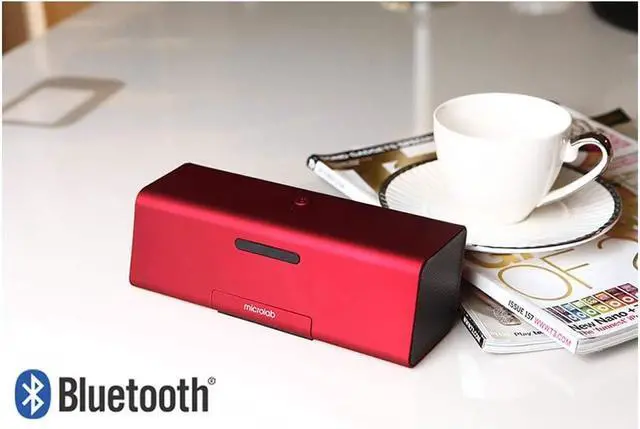 Alt view image 4 of 10 - Microlab MD 212 Portable Bluetooth Speaker Dock with 30-pin Connecter and Mic (Red)