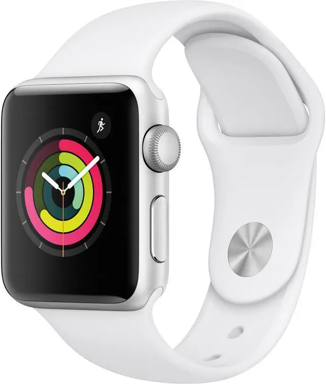 Alt view image 2 of 14 - Apple Watch Series 3 GPS w/ 38MM Silver Aluminum Case & White Sport Band