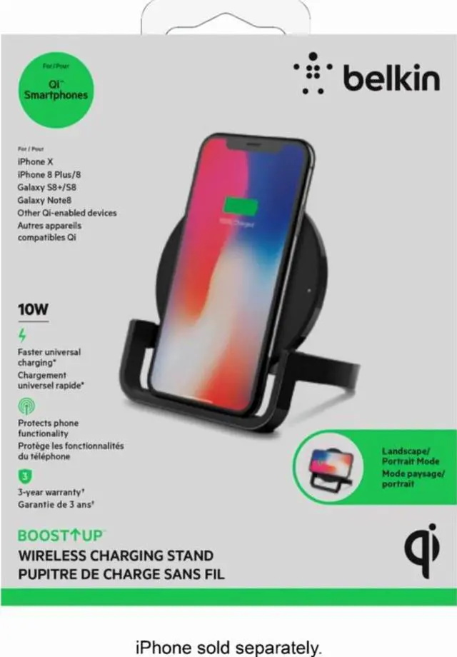 Main image of Belkin BOOST↑UP Wireless Charging Stand 10W for Apple, Samsung, LG and Sony - AC Plug