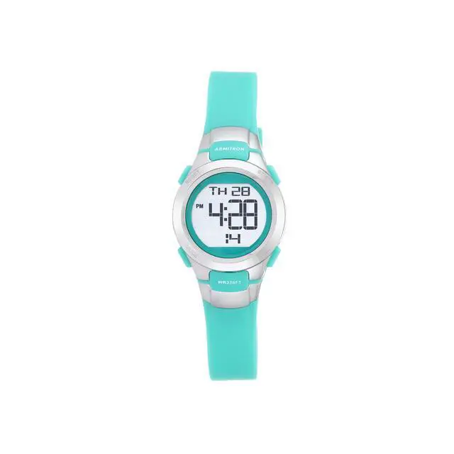 Alt view image 2 of 3 - armitron sport women's 45/7012tel digital chronograph teal resin strap watch