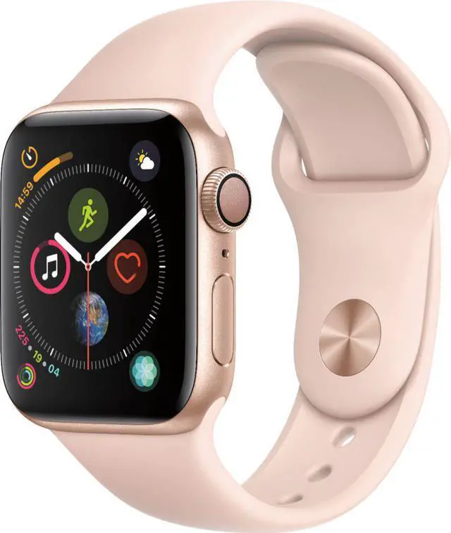 Alt view image 12 of 19 - Apple Watch Series 4 GPS, 40mm Gold Aluminum Case with Pink Sand Sport Band