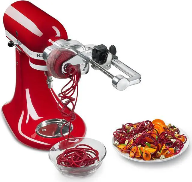 Alt view image 5 of 11 - KitchenAid KSM2APC Spiralizer Plus Attachment with Peel, Core and Slice, Silver