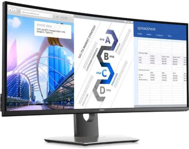 Alt view image 2 of 9 - Dell U3417W 34-inch Ultra Sharp Curved WQHD LED-Lit Monitor - 3440 x 1440 - 1K:1 - 8 ms - 60 Hz - HDMI, USB - Black