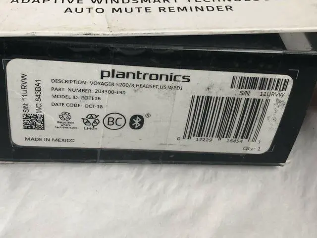 Alt view image 4 of 4 - Plantronics 203500-190 Voyager 5200 Bluetooth Headset WPD1
