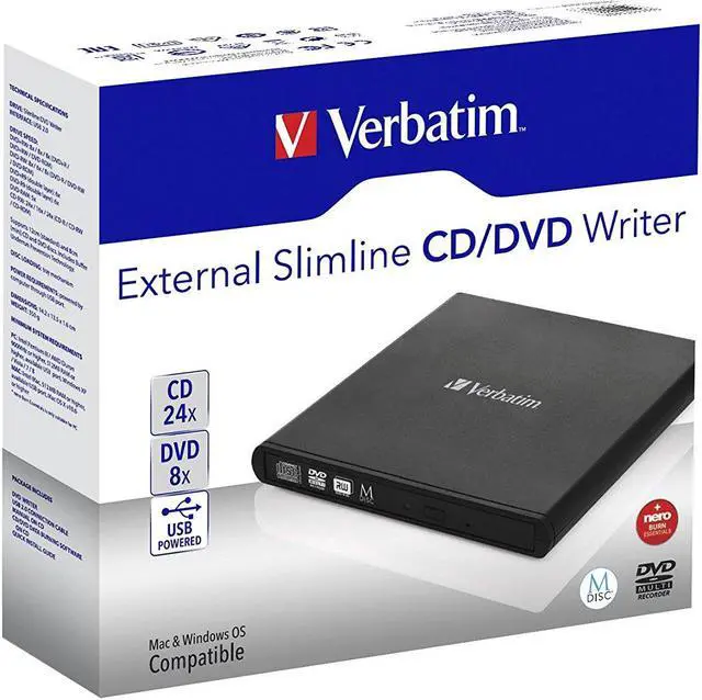 Alt view image 15 of 20 - Verbatim USB External Slimline CD/DVD Writer Model 98938
