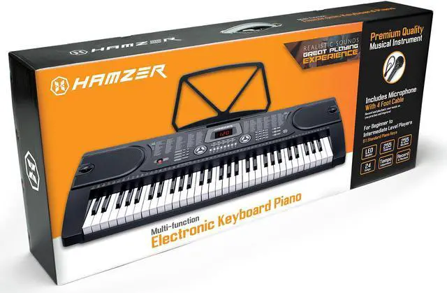 Alt view image 8 of 9 - Hamzer 61-Key Digital Music Piano Keyboard - Portable Electronic Musical Instrument - with Microphone and Sticker Sheet