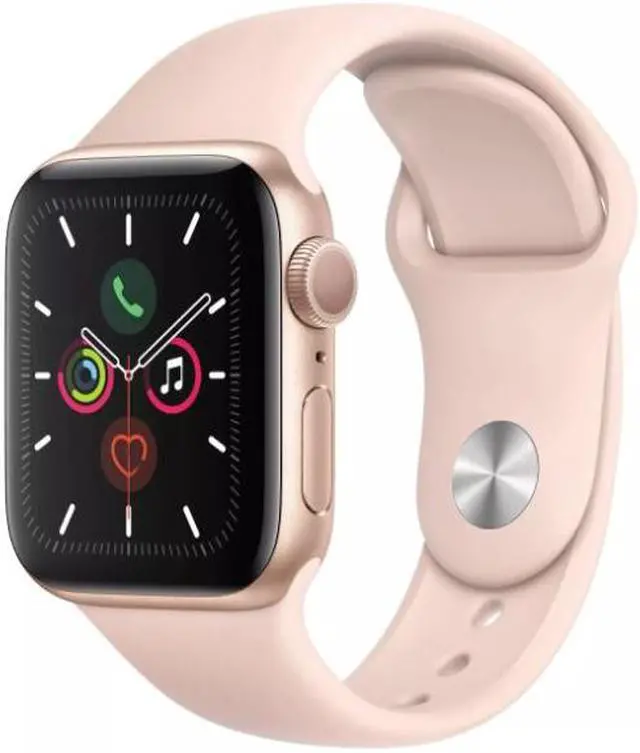 Alt view image 2 of 3 - Apple Watch Series 5 44mm GPS Only, Gold Aluminum Case - Pink Sand Sport Band