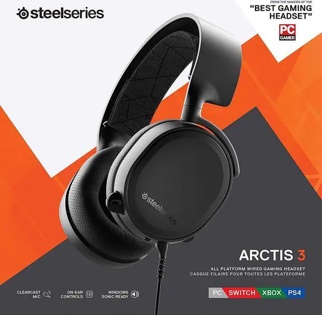 Alt view image 3 of 8 - SteelSeries Arctis 3 Headset - Stereo - Mini-phone - Wired - 32 Ohm - 20 Hz - 22 kHz - Over-the-head - Binaural - Circumaural - 9.84 ft Cable - Bi-directional Microphone - Black