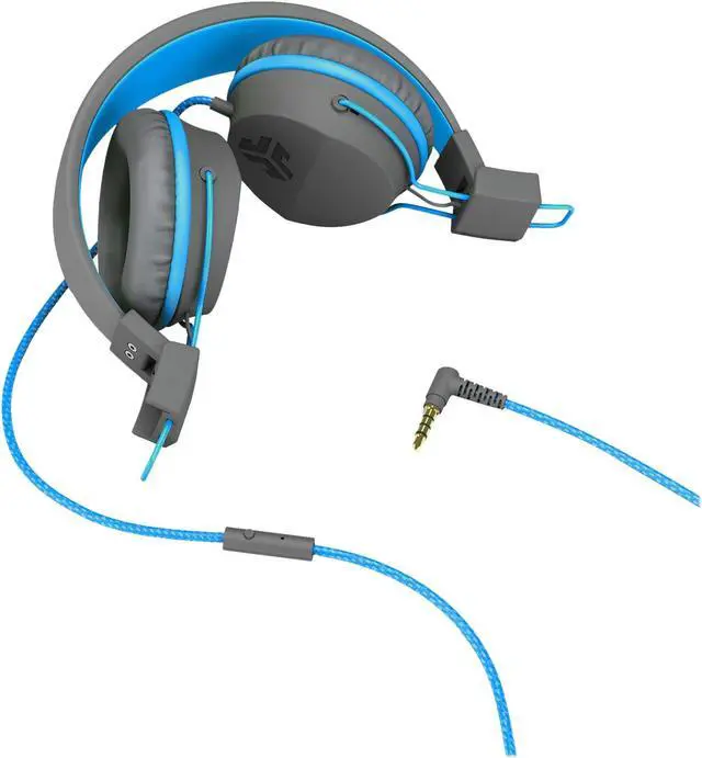 Alt view image 6 of 8 - JLAB Gray/Blue NEONHP-GRYBLU-BOX Neon On Ear Headphones with Universal Mic