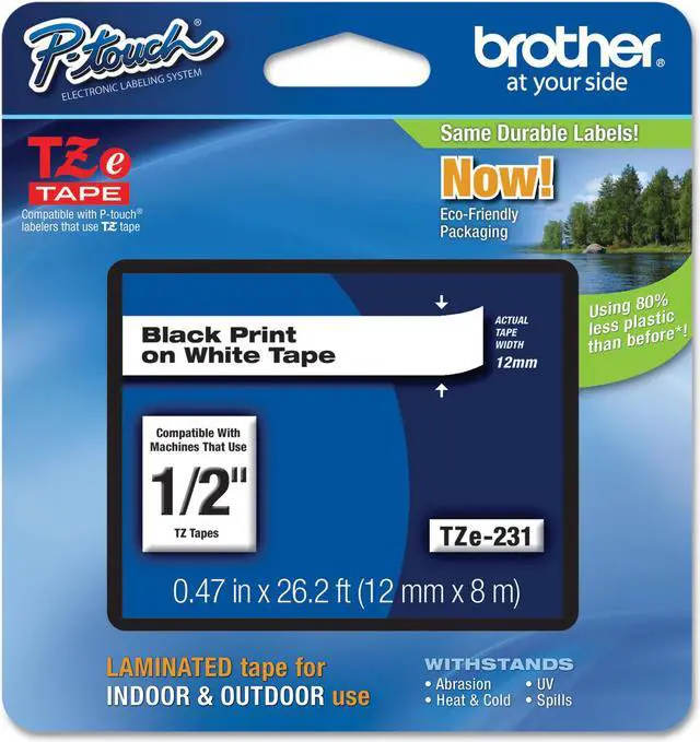 Alt view image 10 of 20 - Brother P-touch TZe 1" Laminated Tape Cartridge - 1" Width x 26 1/5 ft Length - Rectangle - Thermal Transfer - White, Bl