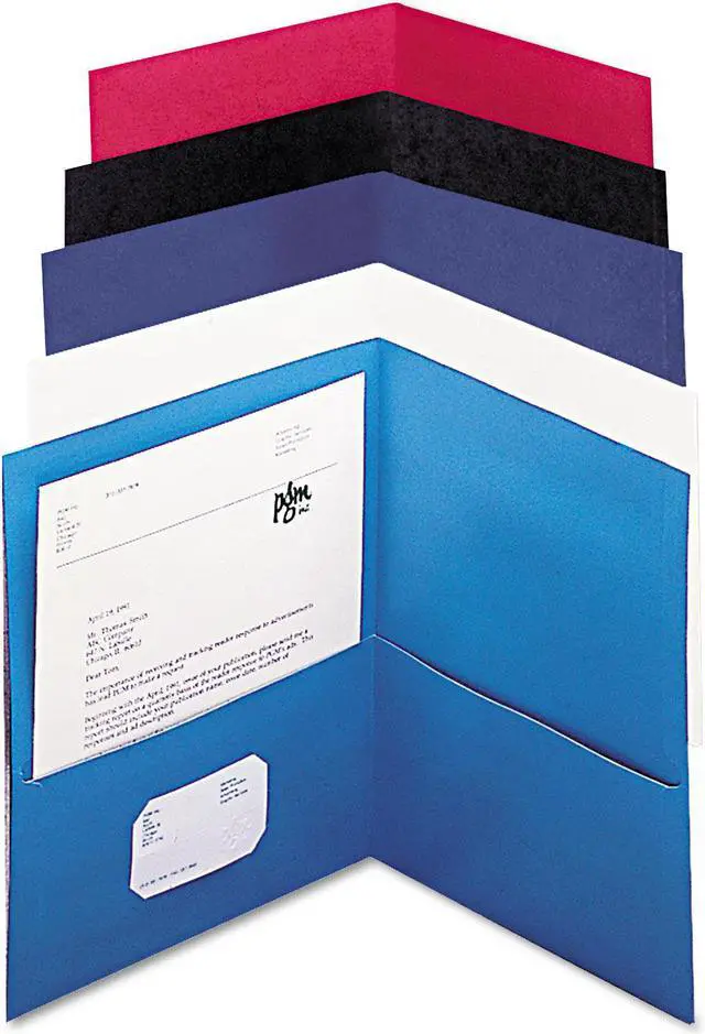 Alt view image 3 of 3 - Two-Pocket Portfolio, Embossed Leather Grain Paper, White, 25/box