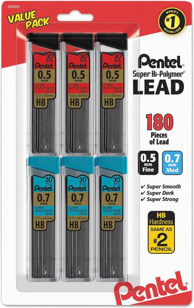 Main image of Pentel Super Hi-Polymer Lead Refills Value Pack