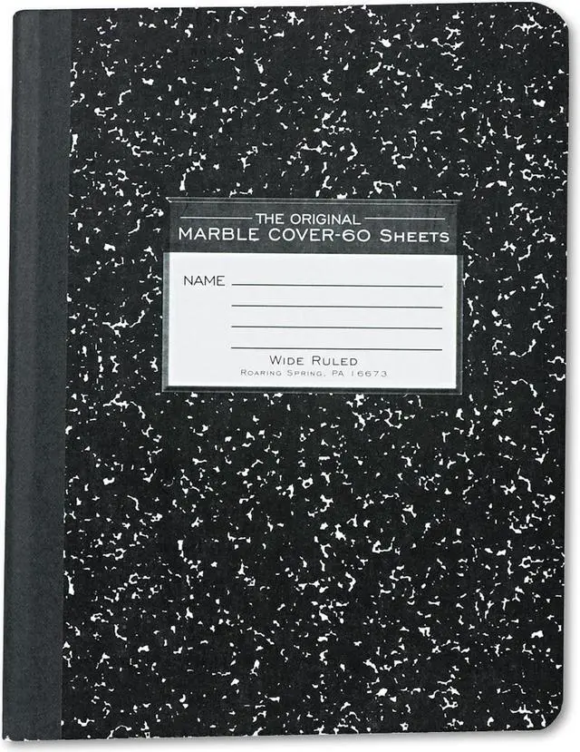Alt view image 8 of 15 - Roaring Spring Paper Products 1-Subject Composition Notebooks 8" x 10" Wide Ruled 60 Sheets Black (77505)