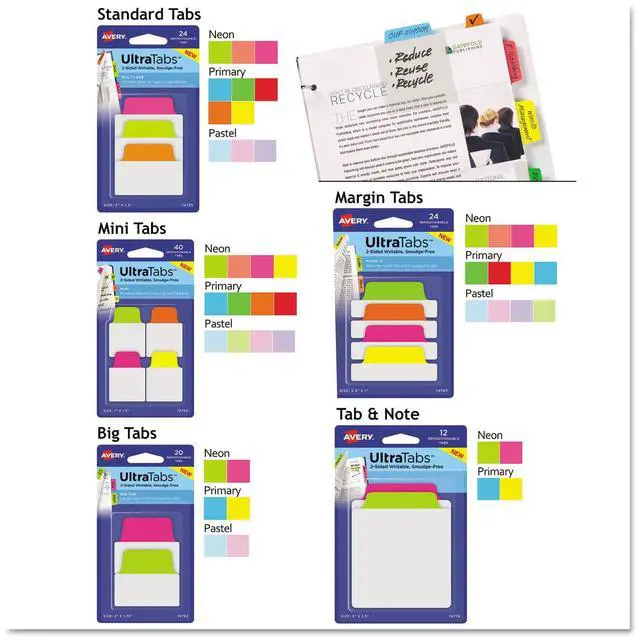 Alt view image 3 of 3 - Ultra Tabs Repositionable Tabs, 2 X 1 1/2, Primary: Blue, Green, Red, 48/pack