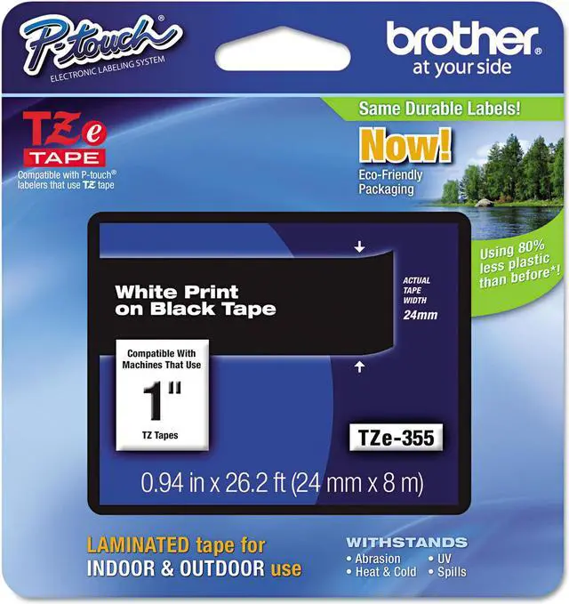 Alt view image 8 of 20 - Brother P-touch TZe 1" Laminated Tape Cartridge - 1" Width x 26 1/5 ft Length - Rectangle - Thermal Transfer - White, Bl