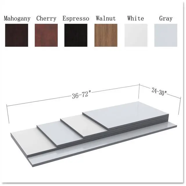 Alt view image 3 of 14 - Reversible Laminate Table Top, Rectangular, 47 5/8w x 23 5/8d, Espresso/Walnut