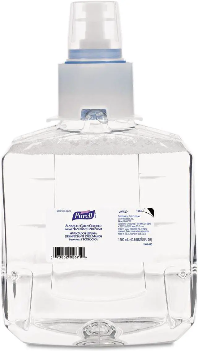 Alt view image 4 of 12 - Gojo - 8804-03 - PURELL Advanced Green Certified Instant Hand Sanitizer Foam, ADX 1200mL Refill