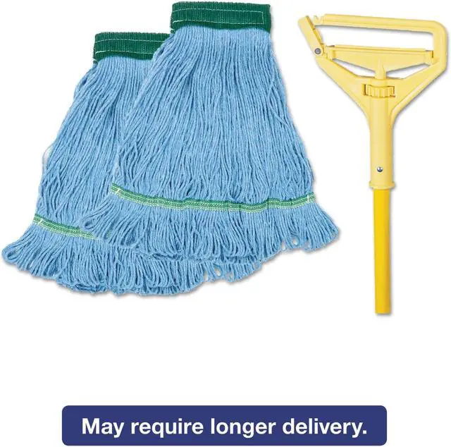 Alt view image 3 of 19 - Boardwalk 400MBC Looped-End Mop Kit, Medium, 60 Inch Metal/Polypropylene Handle, Blue/Yellow