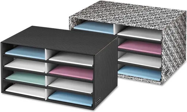 Alt view image 3 of 11 - Decorative Sorter, 8 Letter Sections, 19 1/2 X 12 3/8 X 10 1/4, Bk/gy Pinstripe