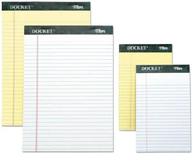 Alt view image 3 of 3 - Docket Ruled Perforated Pads, 8 1/2 X 11 3/4, Canary, 50 Sheets, 6/pack