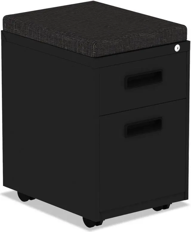 Alt view image 2 of 8 - Alera - PBBFBL - Two-Drawer Metal Pedestal Box File w/Full-Length Pull, 14 7/8w x 19 1/8d, Black