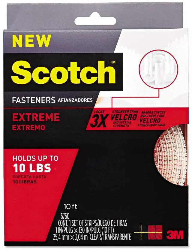 Alt view image 3 of 17 - 3M Scotch RF6760 Extreme Fasteners, Clear, 1" x 10 ft