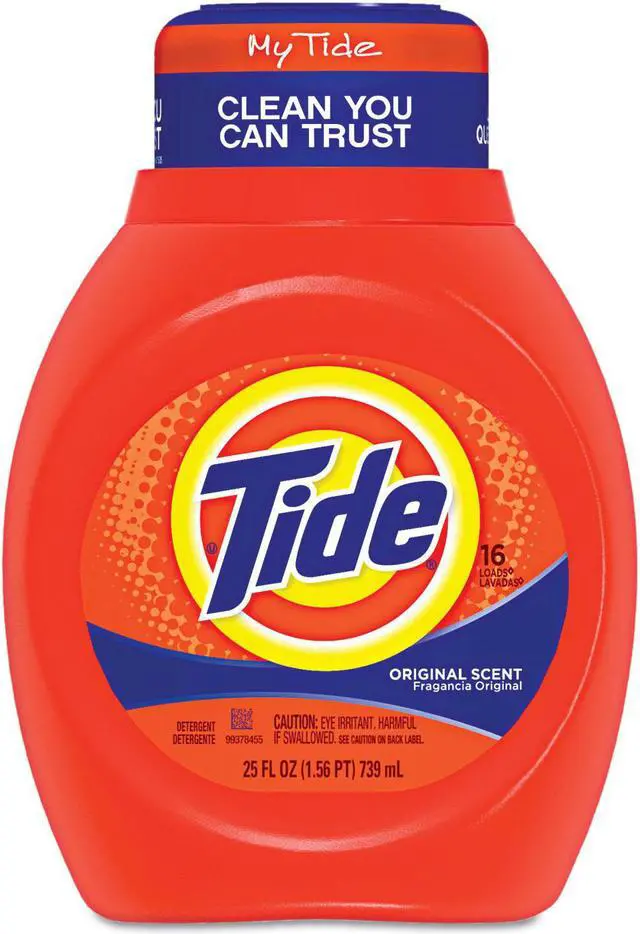 Alt view image 3 of 11 - Tide 2X Ultra Concentrated Laundry Detergent, 25 oz, Bottle, Blue, Liquid, Original