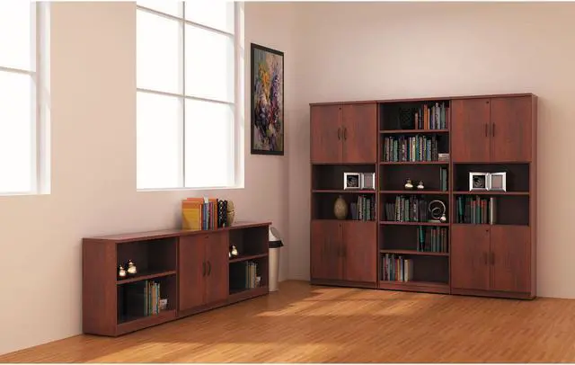 Alt view image 4 of 13 - Alera Valencia Series Bookcase Three-Shelf 31 3/4w x 14d x 39 3/8h Mahogany VA634432MY
