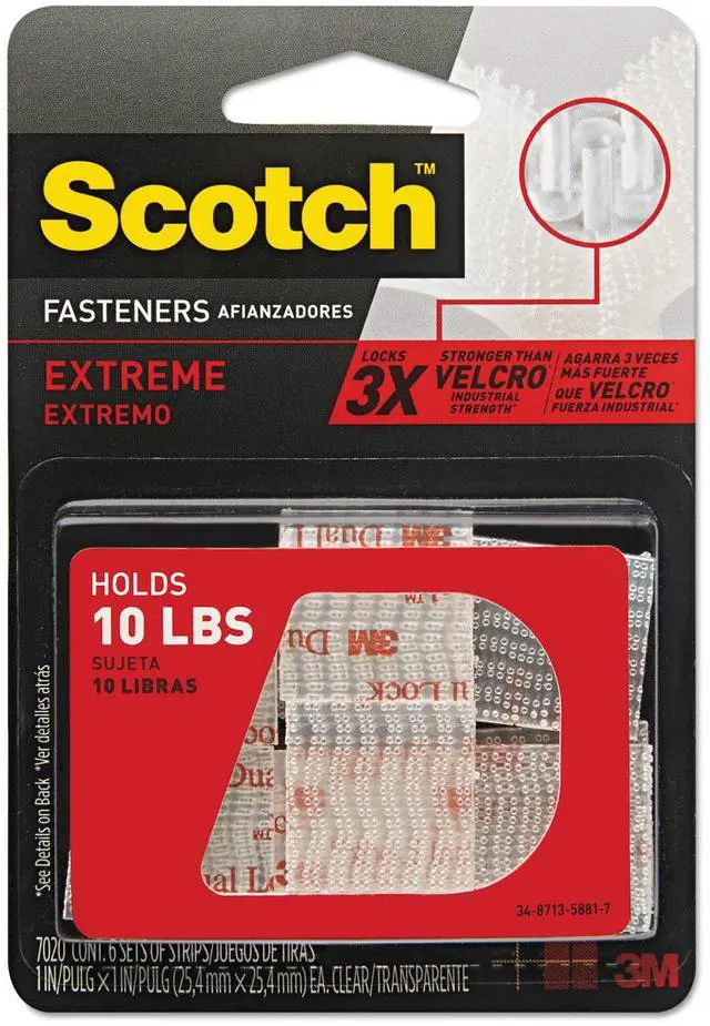 Alt view image 5 of 17 - 3M Scotch RF6760 Extreme Fasteners, Clear, 1" x 10 ft