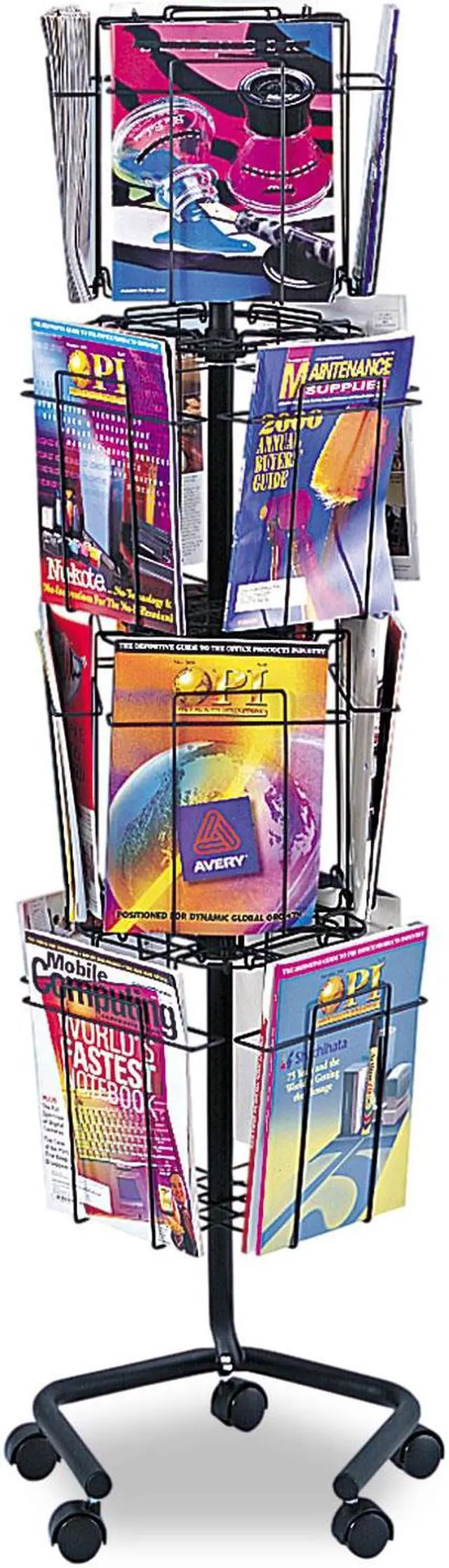 Alt view image 3 of 16 - Safco Wire Rotary Display Racks 16 Compartments 15w x 15d x 60h Charcoal 4139CH