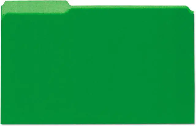 Main image of Recycled Interior File Folders, 1/3 Cut Top Tab, Legal, Green, 100/box
