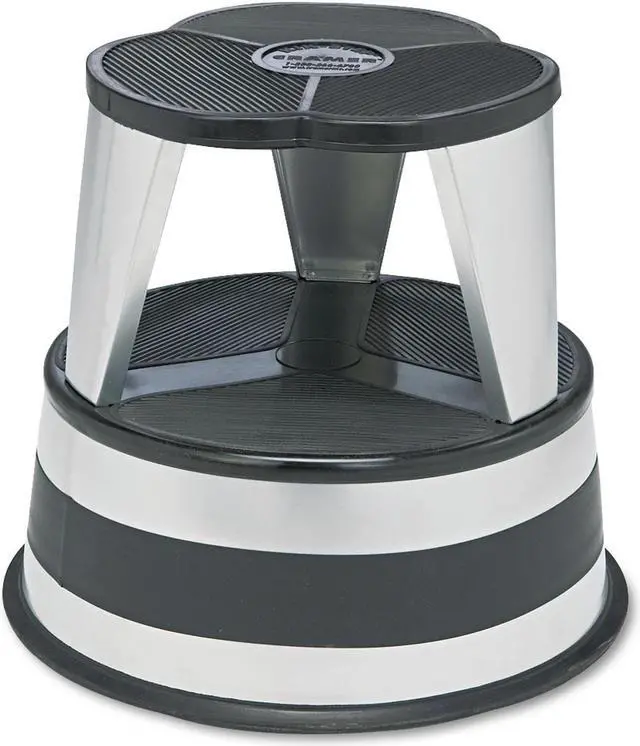Alt view image 5 of 9 - Cramer Kik-Step Steel Step Stool 350 lb cap 16" dia. x 14 1/4h Silver 100101