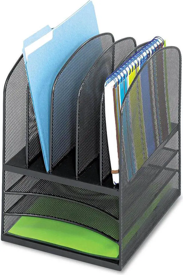 Main image of Onyx Mesh Desk Organizer, Eight Sections, 11 1/2 X 9 1/2 X 13, Black