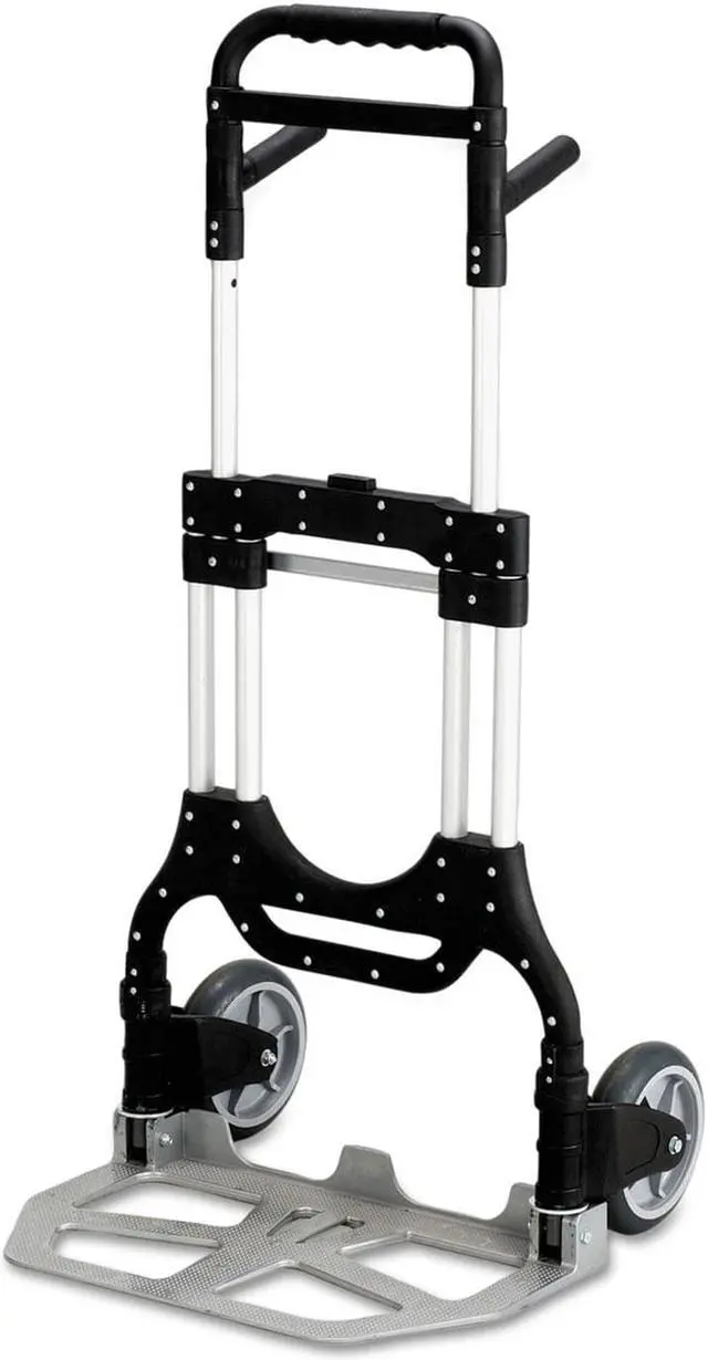 Alt view image 6 of 17 - Safco Stow-Away Hand Truck Telescopic Handle - 500 lb Capacity - 8" Caster - Aluminum - 24" x 23.3" x 50"