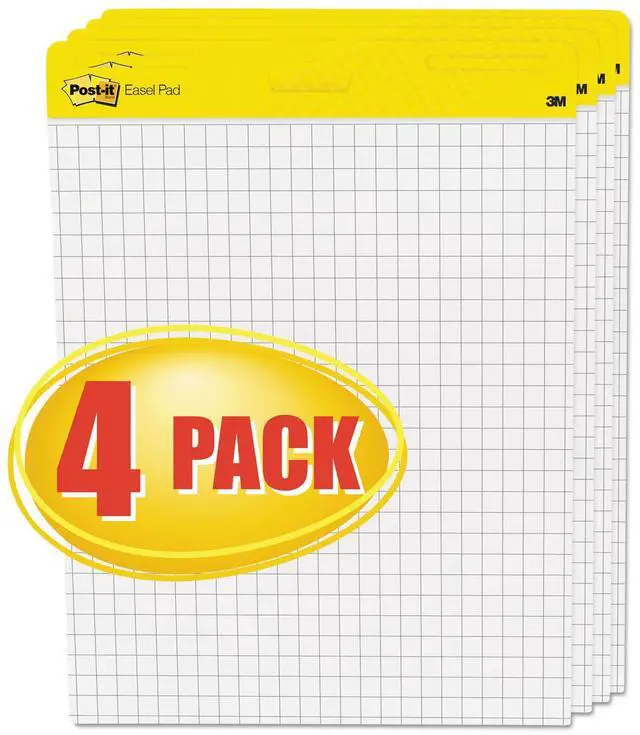 Alt view image 3 of 12 - Post-it 560VAD4PK Easel Pads Self-Stick Easel Pads, Quadrille, 25 x 30, White - 1 Carton (4 Pads)