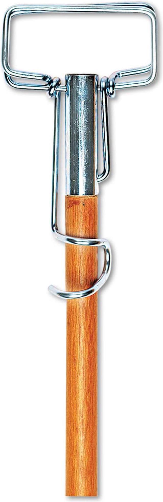 Alt view image 2 of 7 - Boardwalk Spring Grip Metal Head Mop Handle for Most Mop Heads 60" Wood Handle