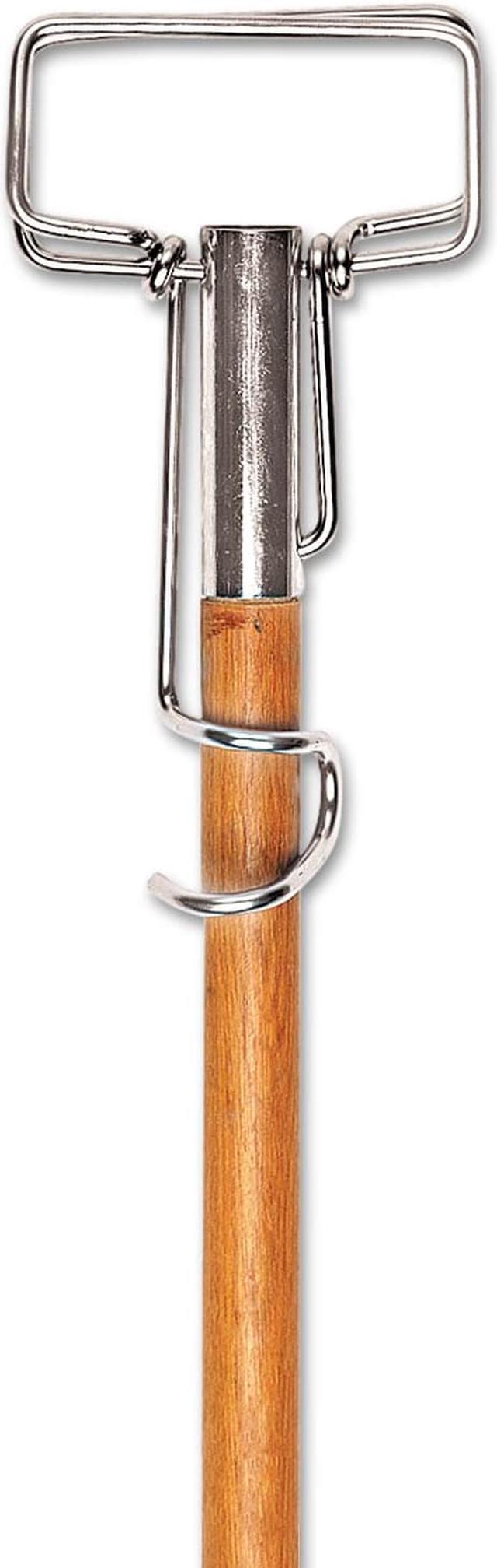 Alt view image 4 of 7 - Boardwalk Spring Grip Metal Head Mop Handle for Most Mop Heads 60" Wood Handle
