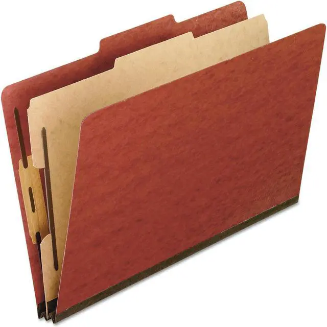 Main image of Four-Section Pressboard Folders, Letter, 2/5 Tab, Red, 10/box