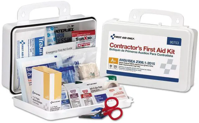 Alt view image 2 of 11 - First Aid Only Contractor ANSI Class A+ First Aid Kit for 25 People 128 Pieces 90753