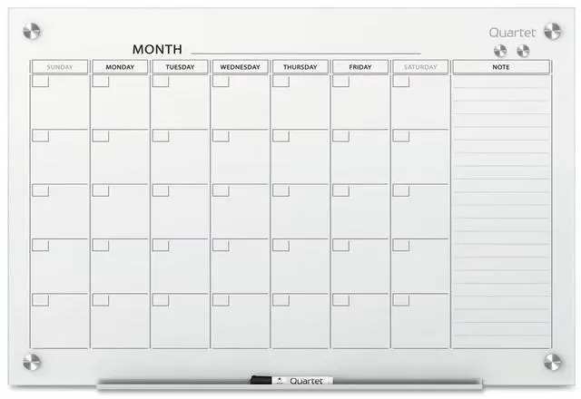 Main image of Quartet GC3624F Infinity Magnetic Glass Calendar Boards, 2' x 1.5'