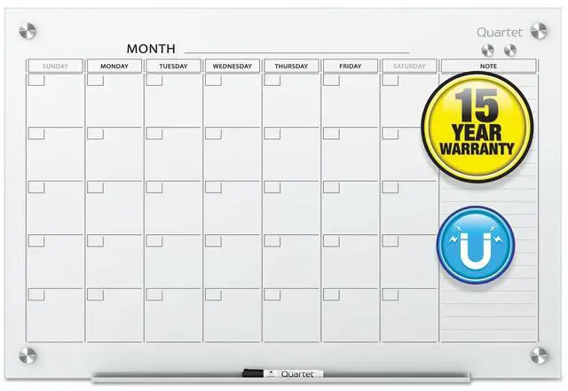 Alt view image 3 of 15 - Quartet GC3624F Infinity Magnetic Glass Calendar Boards, 2' x 1.5'