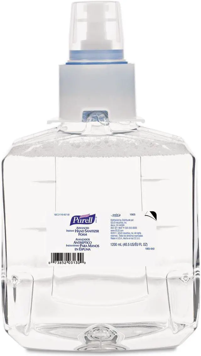 Alt view image 2 of 6 - Gojo - 1905-02 - Advanced Instant Hand Sanitizer Foam, LTX-12 1200mL Refill, Clear, single 1