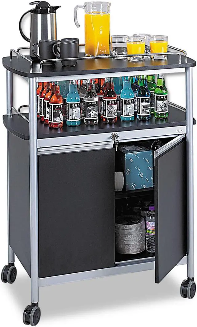 Alt view image 4 of 11 - Safco Mobile Beverage Cart 33-1/2w x 21-3/4d x 43h Black 8964BL